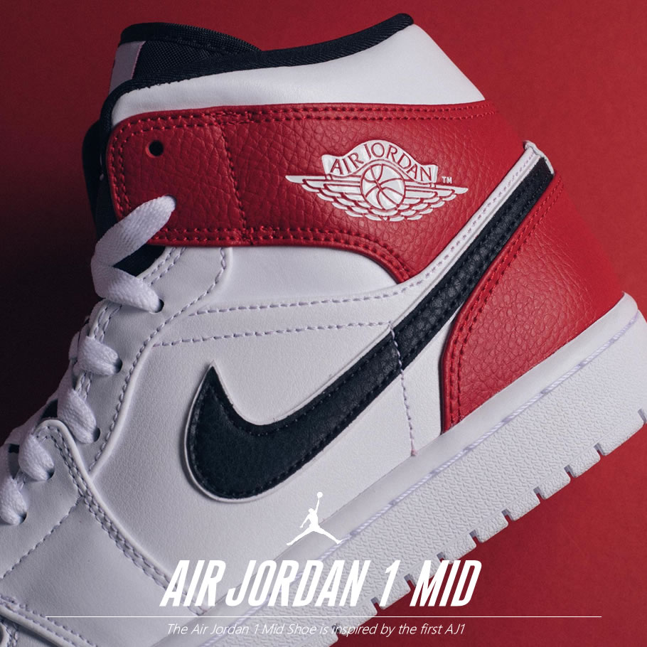 NIKE AIR JORDAN 1 MID ナイキ エア ジョーダン 1 ミッド WHITE/BLACK/GYM RED 554724-116