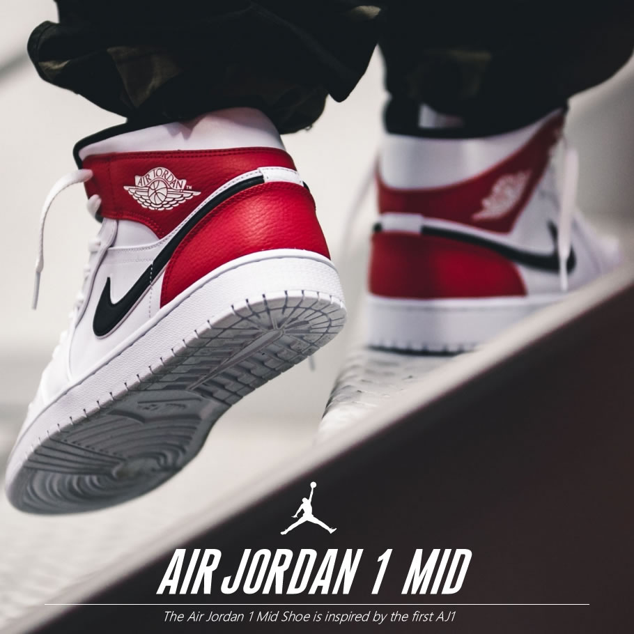 NIKE AIR JORDAN 1 MID ナイキ エア ジョーダン 1 ミッド WHITE/BLACK/GYM RED 554724-116