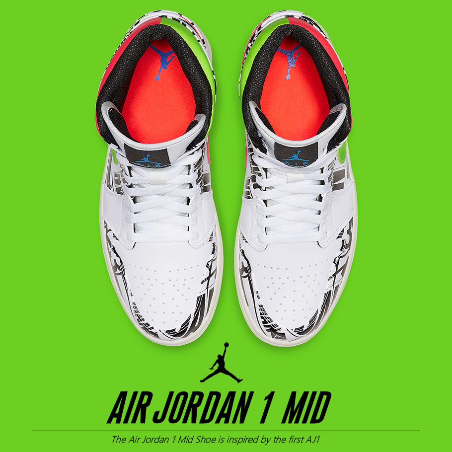 NIKE AIR JORDAN 1 MID All Over Print Logos ナイキ エア ジョーダン 1 ミッド 554724-119 ストリート系 ヒップホップ スポーツ ファッション コーディネート 服 通販