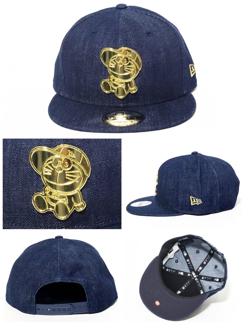ドラえもん ニューエラ New Era スナップバックキャップ 9fifty インディゴ デニム生地 メタルプレート 12336630