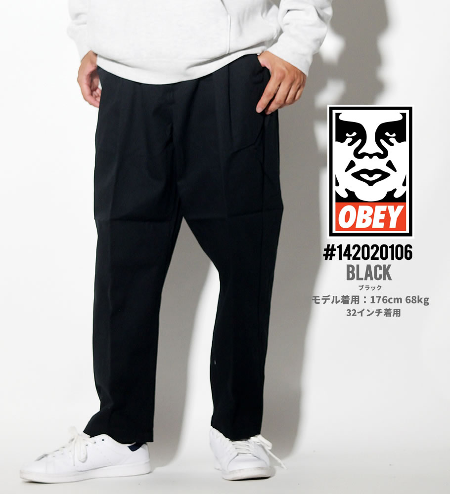 オベイ OBEY スラックス メンズ ワンタック Fubar Pleated Pant USモデル 大きいサイズ 142020106 黒 灰 2018秋冬 新作