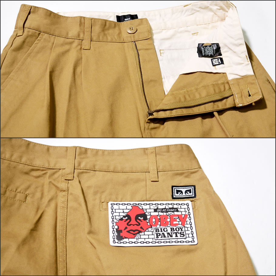オベイ OBEY スラックス メンズ ワンタック Fubar Pleated Pant USモデル 大きいサイズ 142020106 黒 灰 2018秋冬 新作
