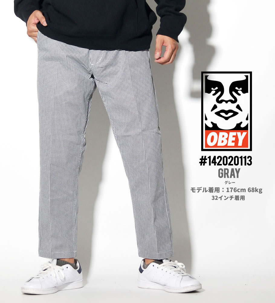 オベイ OBEY ワークパンツ メンズ 千鳥格子 142020114 大きいサイズ ストリート系 カジュアル ファッション 秋 冬 コーディネート 服 通販