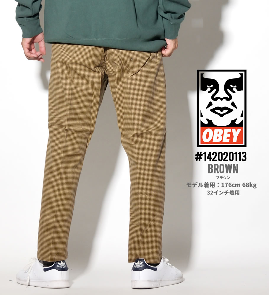 オベイ OBEY ワークパンツ メンズ 千鳥格子 142020114 大きいサイズ ストリート系 カジュアル ファッション 秋 冬 コーディネート 服 通販