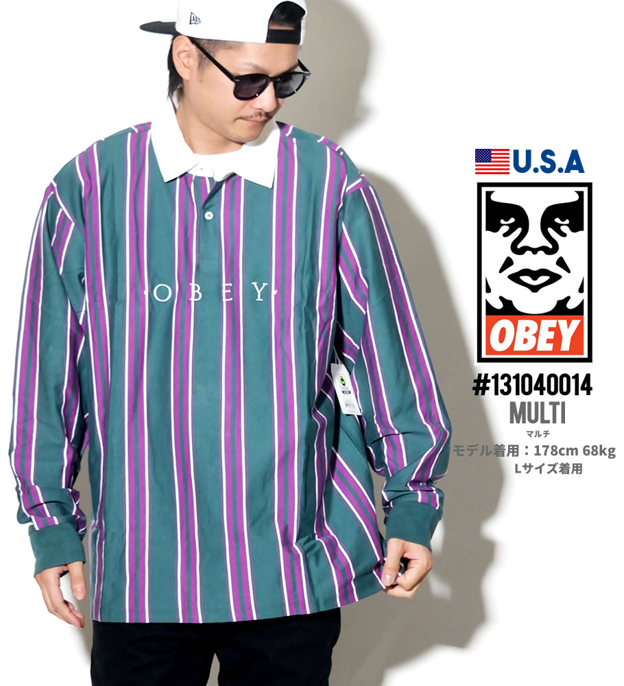 オベイ OBEY ポロシャツ メンズ 長袖 Script Classic Longsleeve Polo 131040014 大きいサイズ 2018秋冬 新作