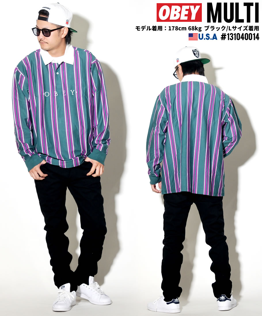 オベイ OBEY ポロシャツ メンズ 長袖 Script Classic Longsleeve Polo 131040014 大きいサイズ 2018秋冬 新作