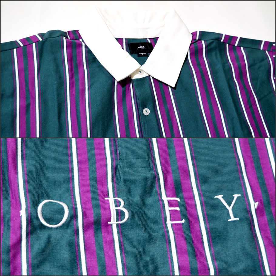 オベイ OBEY ポロシャツ メンズ 長袖 Script Classic Longsleeve Polo 131040014 大きいサイズ 2018秋冬 新作
