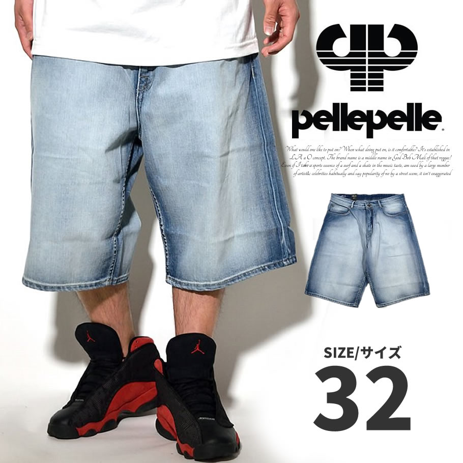 PELLEPELLE ペレペレ ハーフパンツ デニムパンツ PMEMH3B1601 B系 ストリート系 ファッション 大きいサイズ 2016春新作