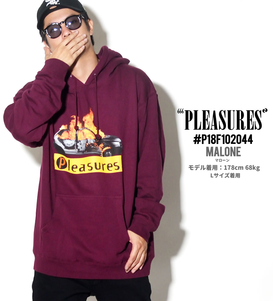PLEASURES プレジャーズ プルオーバーパーカー メンズ スウェット 裏起毛 CRASH HOODY 赤 大きいサイズ 2018秋冬 新作