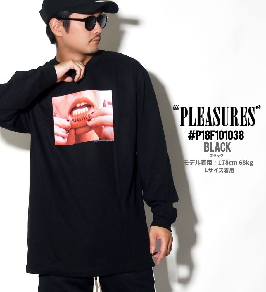 PLEASURES プレジャーズ Tシャツ メンズ 長袖 ロンT プリント TATTOO LONG SLEEVE 黒 大きいサイズ 2018秋冬 新作