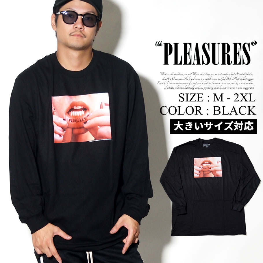 PLEASURES プレジャーズ Tシャツ メンズ 長袖 ロンT プリント TATTOO LONG SLEEVE 黒 大きいサイズ 2018秋冬 新作