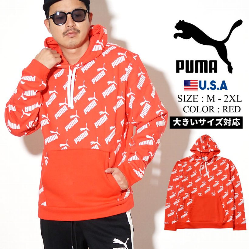 Puma プーマ パーカー メンズ ロゴ Amplified Hoody Fl 11 High Risk Red