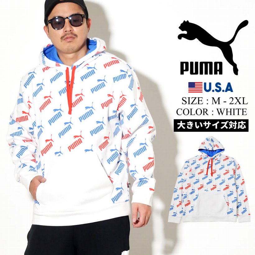 Puma プーマ パーカー メンズ ロゴ Amplified Hoody Fl 62 Puma White