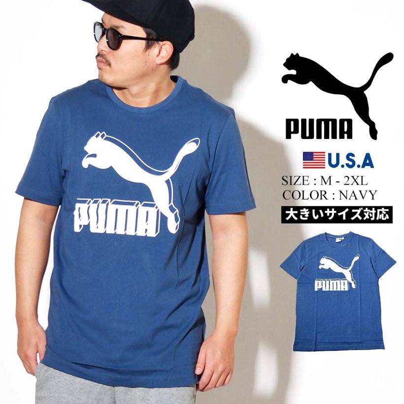 Puma プーマ 半袖 Tシャツ メンズ Classics Logo Tee 43 Dark Denim