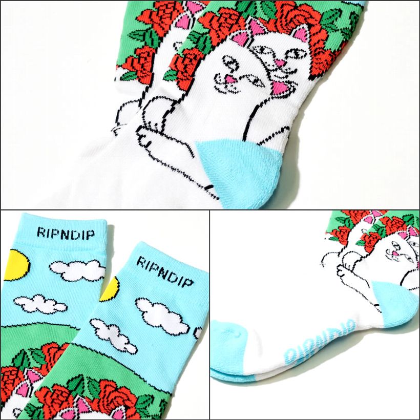 RIPNDIP リップンディップ ハイソックス メンズ 靴下 薔薇 猫 キャット スケートボード スケーター ストリート ブランド