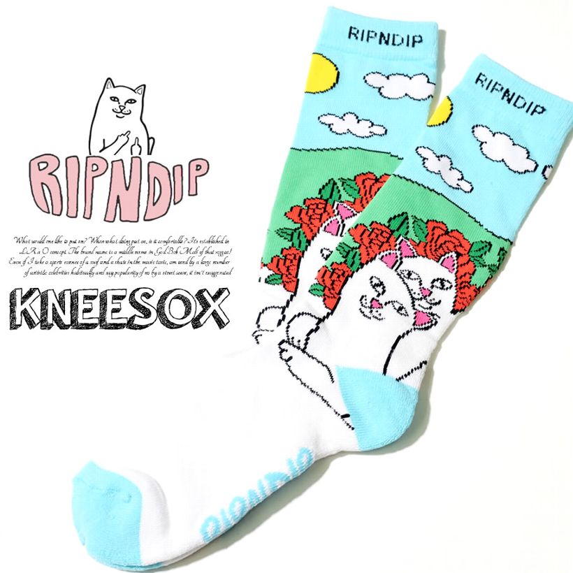 RIPNDIP リップンディップ ハイソックス メンズ 靴下 薔薇 猫 キャット スケートボード スケーター ストリート ブランド