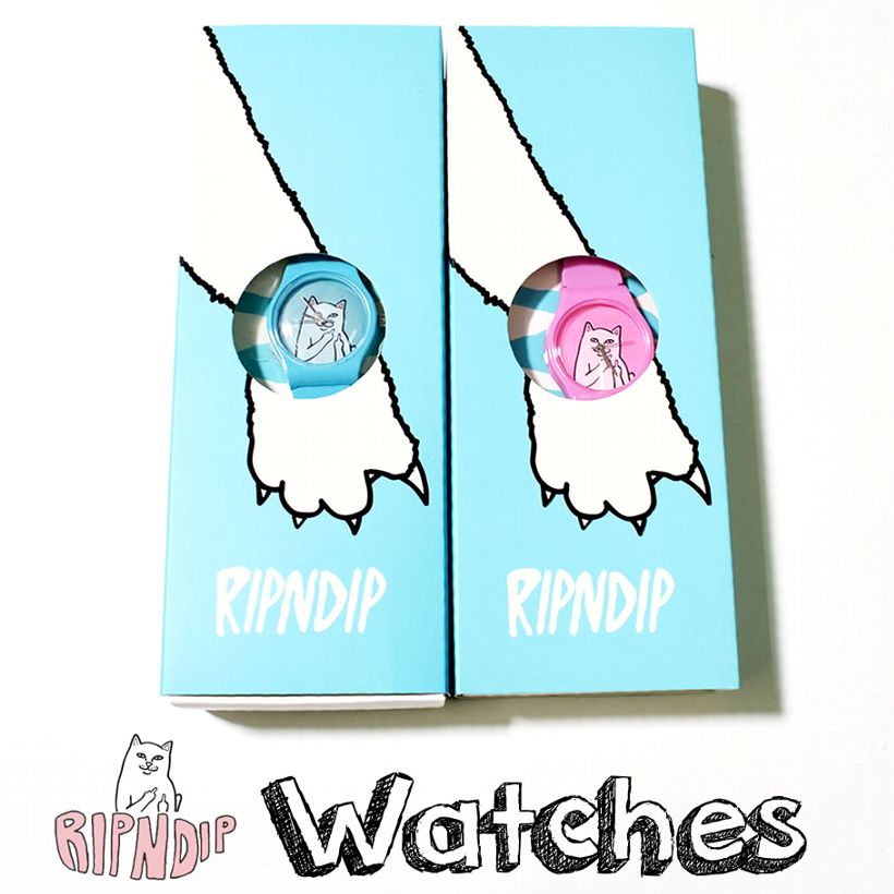 RIPNDIP リップンディップ 腕時計 レディース ブランド 猫 キャット スケートボード スケーター ストリート ブランド 青 ピンク