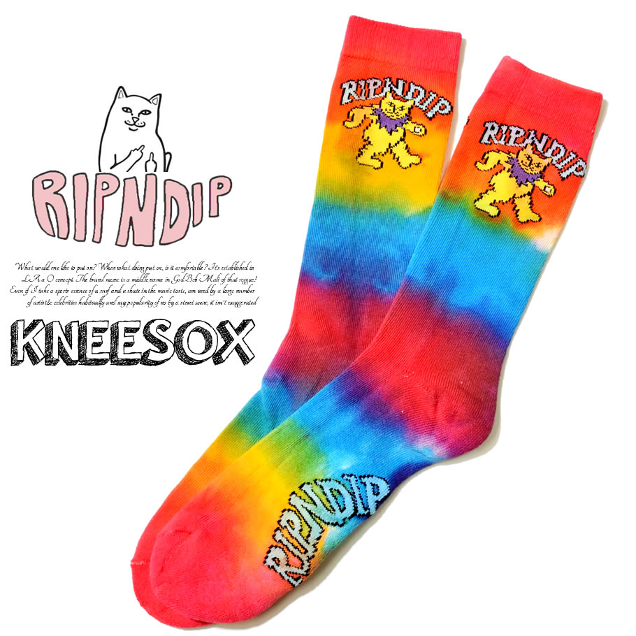 Ripndip リップンディップ ハイソックス 靴下 タイダイ柄 猫 ネコ 通販 Rdat032