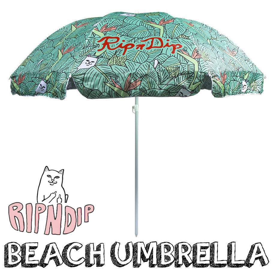 RIPNDIP リップンディップ ビーチパラソル インスタ映え ビーチアイテム 海 プール フォトジェニック 猫 RND1701B 緑