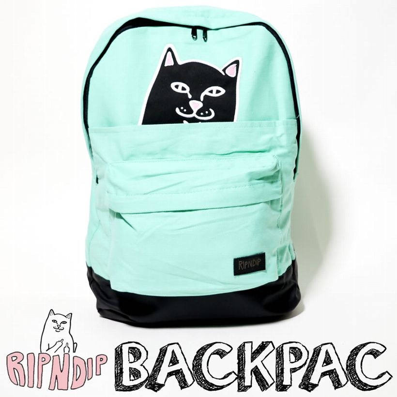 RIPNDIP リップンディップ バックパック リュックサック レディース 大容量 通学 高校 猫 キャット スケートボード スケーター ストリート ブランド ミント