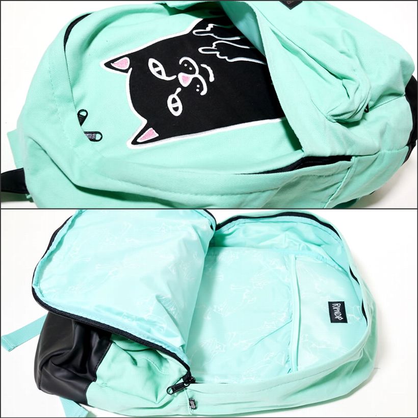 RIPNDIP リップンディップ バックパック リュックサック レディース 大容量 通学 高校 猫 キャット スケートボード スケーター ストリート ブランド ミント