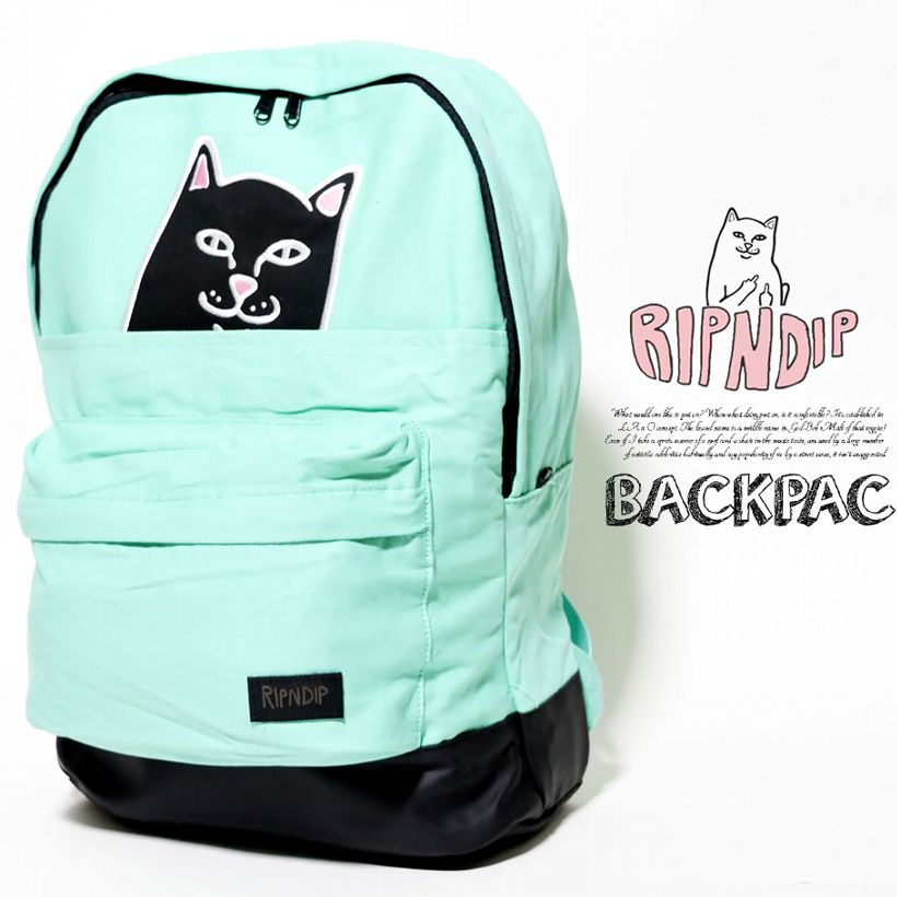 RIPNDIP リップンディップ バックパック リュックサック レディース 大容量 通学 高校 猫 キャット スケートボード スケーター ストリート ブランド ミント