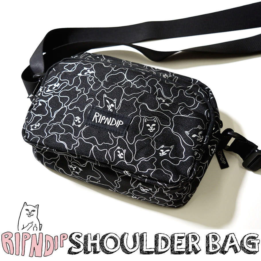 RIPNDIP リップンディップ ショルダーバッグ 鞄 ポーチ 猫 キャット RND2374 黒 スケートボード スケーター ストリート ブランド