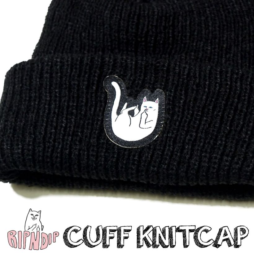 RIPNDIP リップンディップ ニット帽 ニットキャップ 猫 キャット スケートボード スケーター ストリート ブランド 黒