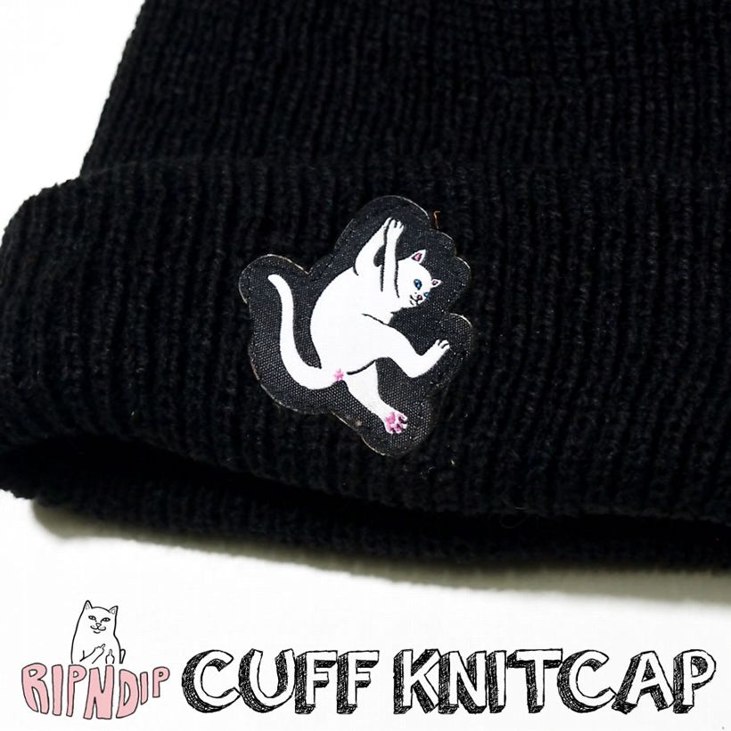 RIPNDIP リップンディップ ニット帽 ニットキャップ 猫 キャット スケートボード スケーター ストリート ブランド 黒