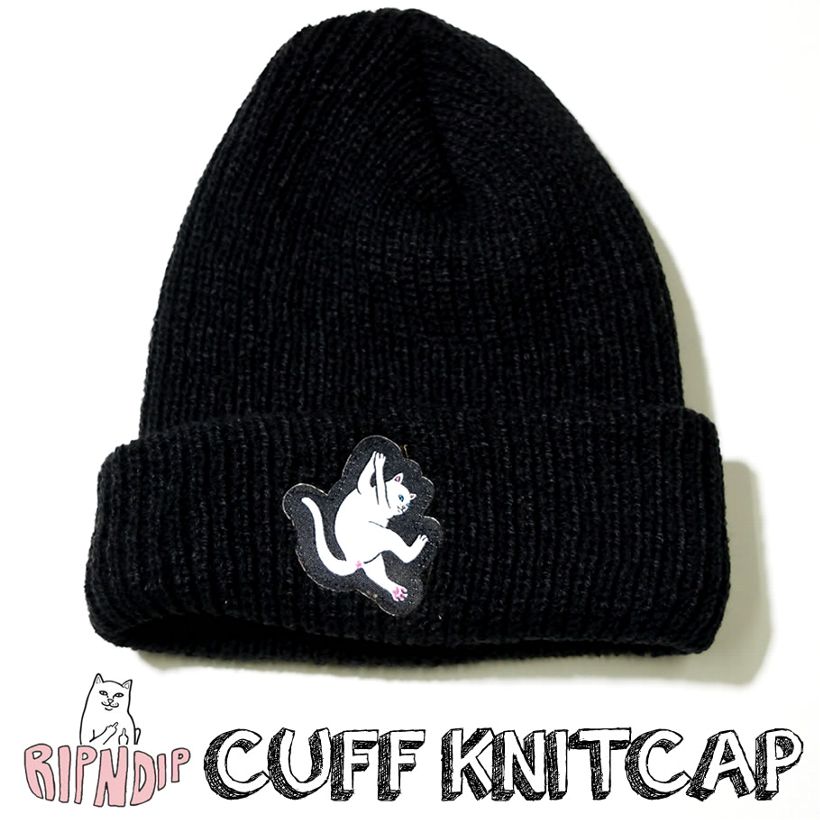 RIPNDIP リップンディップ ニット帽 ニットキャップ 猫 キャット スケートボード スケーター ストリート ブランド 黒