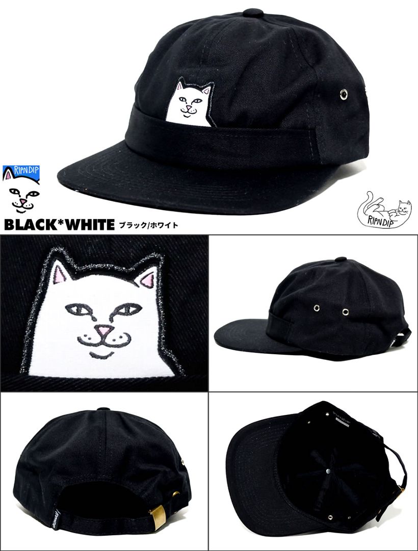 RIPNDIP リップンディップ キャップ 6パネル 猫 キャット スケートボード スケーター ストリート ブランド 黒