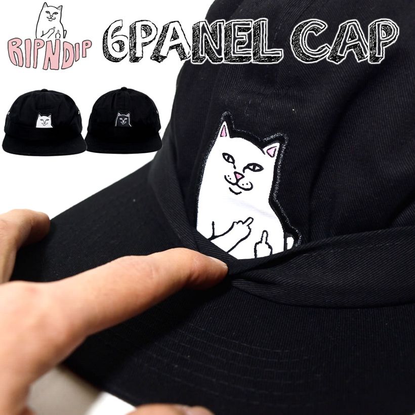 RIPNDIP リップンディップ キャップ 6パネル 猫 キャット スケートボード スケーター ストリート ブランド 黒