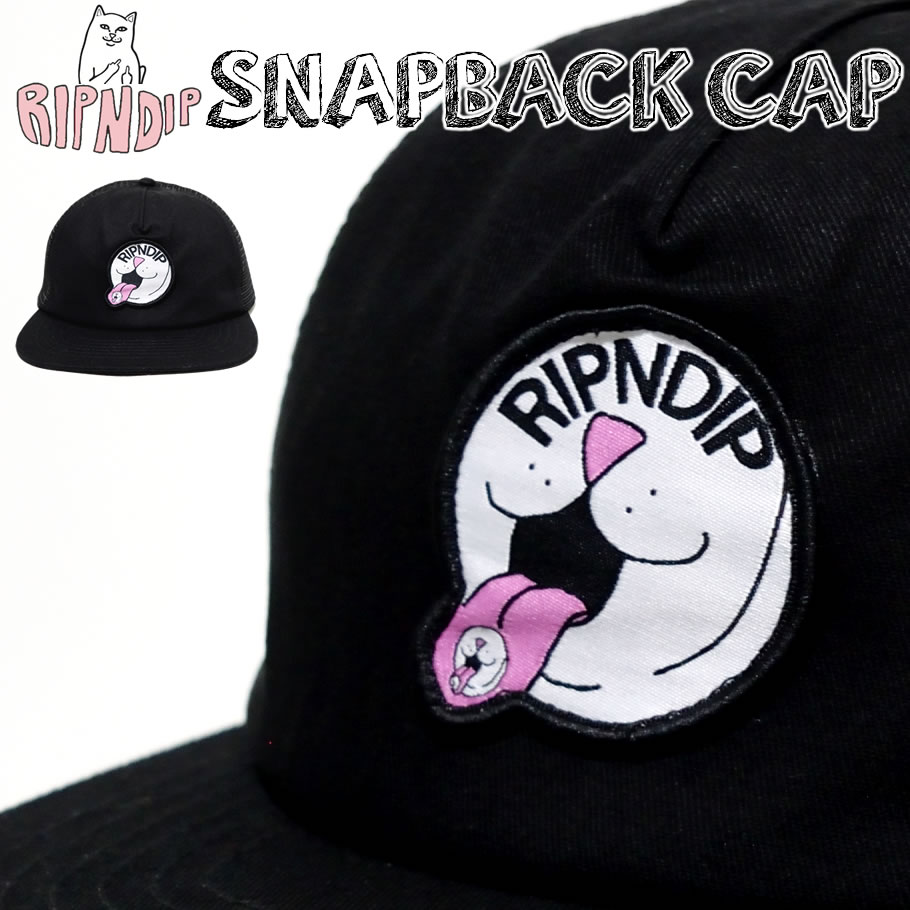 RIPNDIP リップンディップ スナップバックキャップ メッシュ 帽子 猫 キャット RND2276 黒 スケートボード スケーター ストリート ブランド