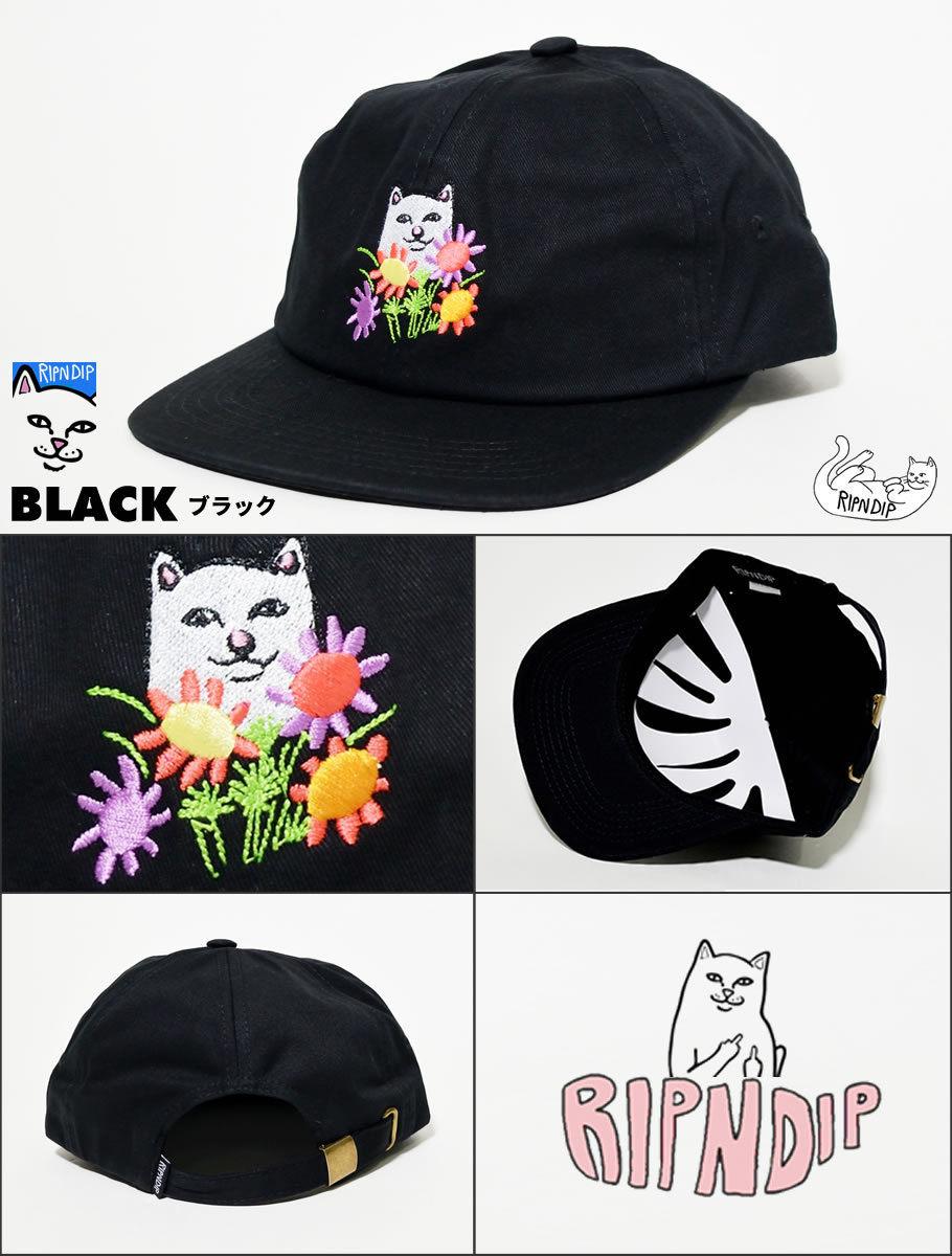RIPNDIP リップンディップ キャップ 6パネル 帽子 猫 キャット Flowers For Bae 6 Panel Strap Back