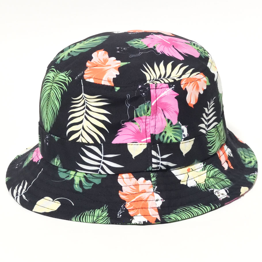 RIPNDIP リップンディップ バケットハット メンズ レディース 帽子 RND4376 ボタニカル 猫総柄 バケハ 黒