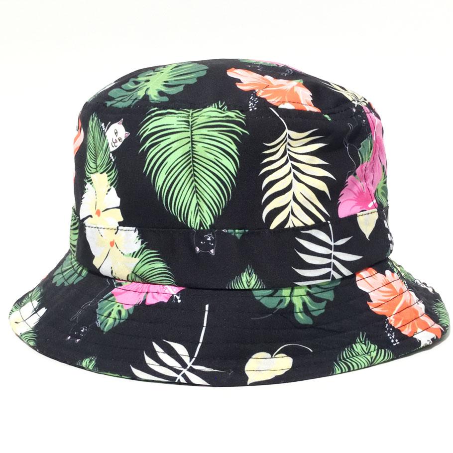 RIPNDIP リップンディップ バケットハット メンズ レディース 帽子 RND4376 ボタニカル 猫総柄 バケハ 黒