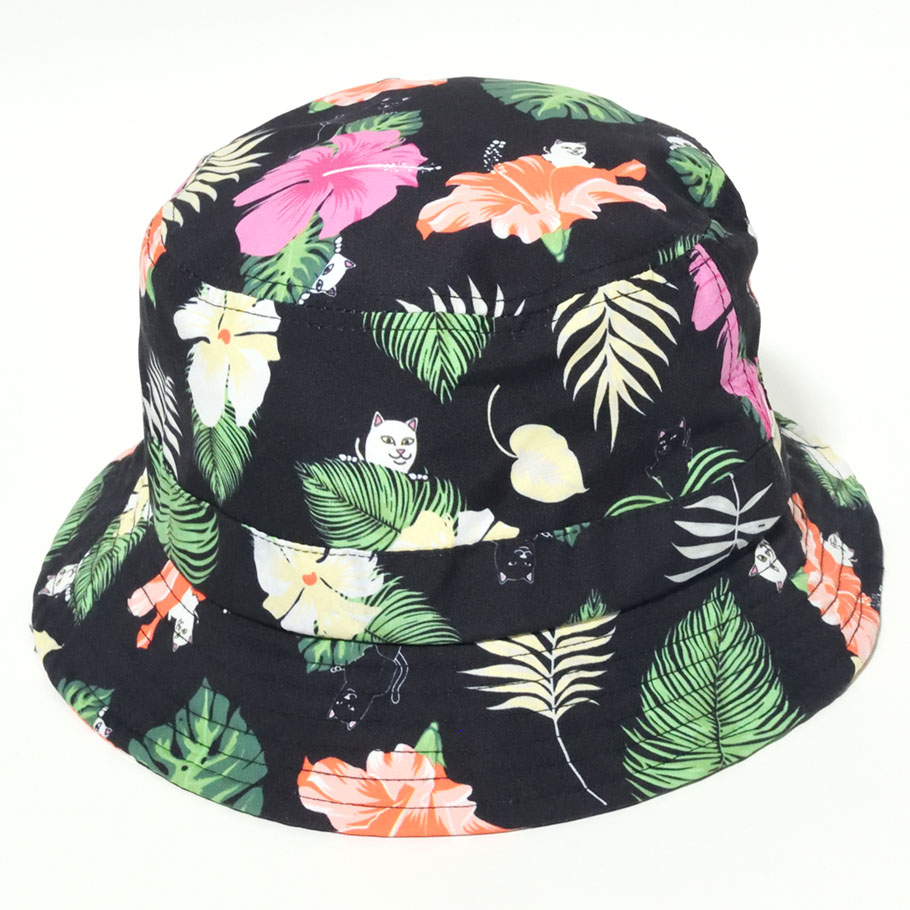 RIPNDIP リップンディップ バケットハット メンズ レディース 帽子 RND4376 ボタニカル 猫総柄 バケハ 黒