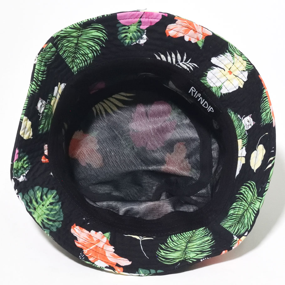 RIPNDIP リップンディップ バケットハット メンズ レディース 帽子 RND4376 ボタニカル 猫総柄 バケハ 黒