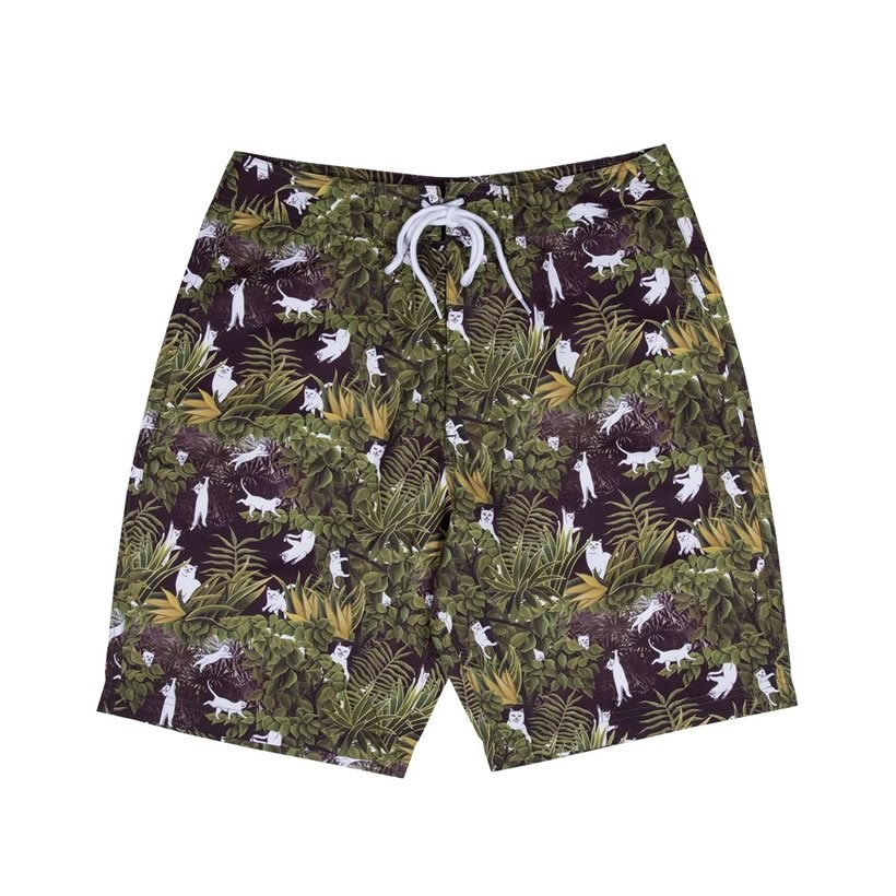 RIPNDIP リップンディップ ハーフパンツ 水着 水陸両用 メンズ 猫 キャット RND2419 緑 スケートボード スケーター ストリート ブランド