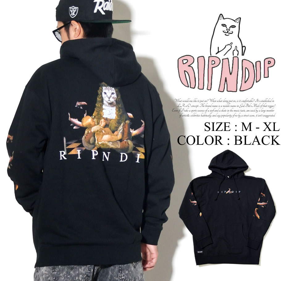 Ripndip リップンディップ プルオーバーパーカー メンズ バックプリント 猫 ネコ ストリート系 スケーター ファッション 服 通販 Rdpt004