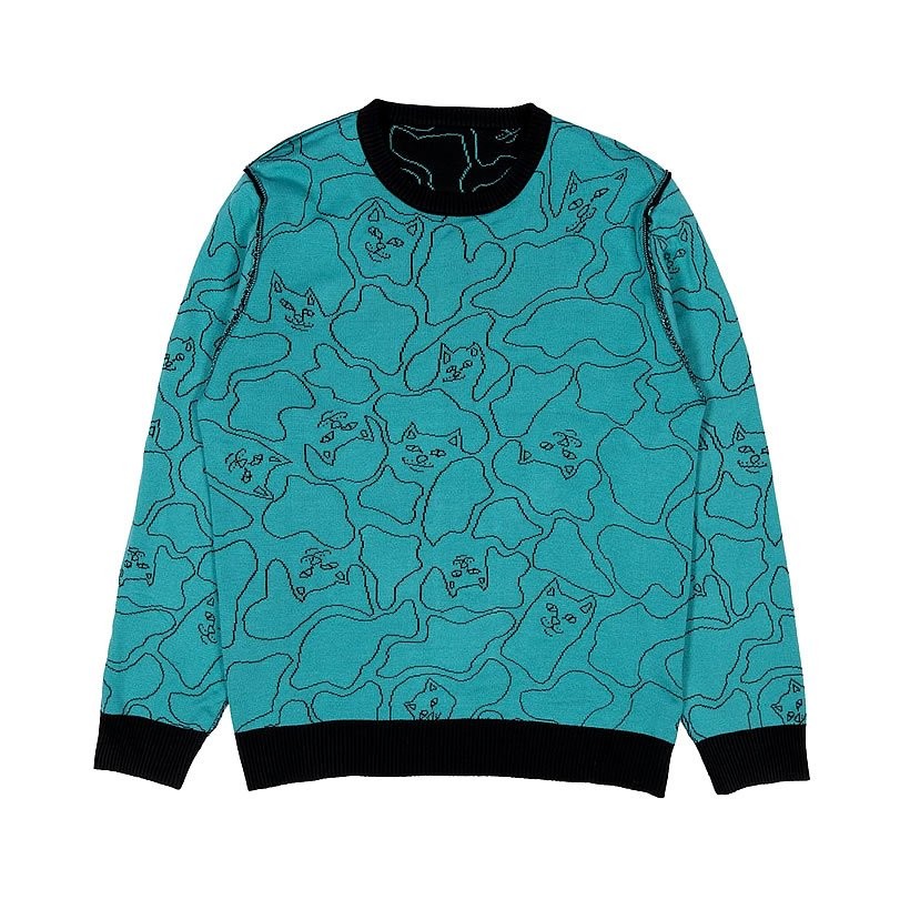 RIPNDIP リップンディップ リバーシブル セーター メンズ Nerm Line Camo Knit Sweater USモデル 2019春 新作