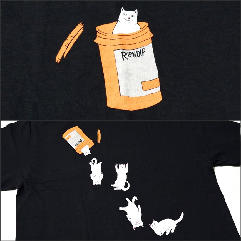 RIPNDIP リップンディップ Tシャツ メンズ おしゃれ ブランド 半袖 大きいサイズ 猫 キャット ストリート ブランド 黒