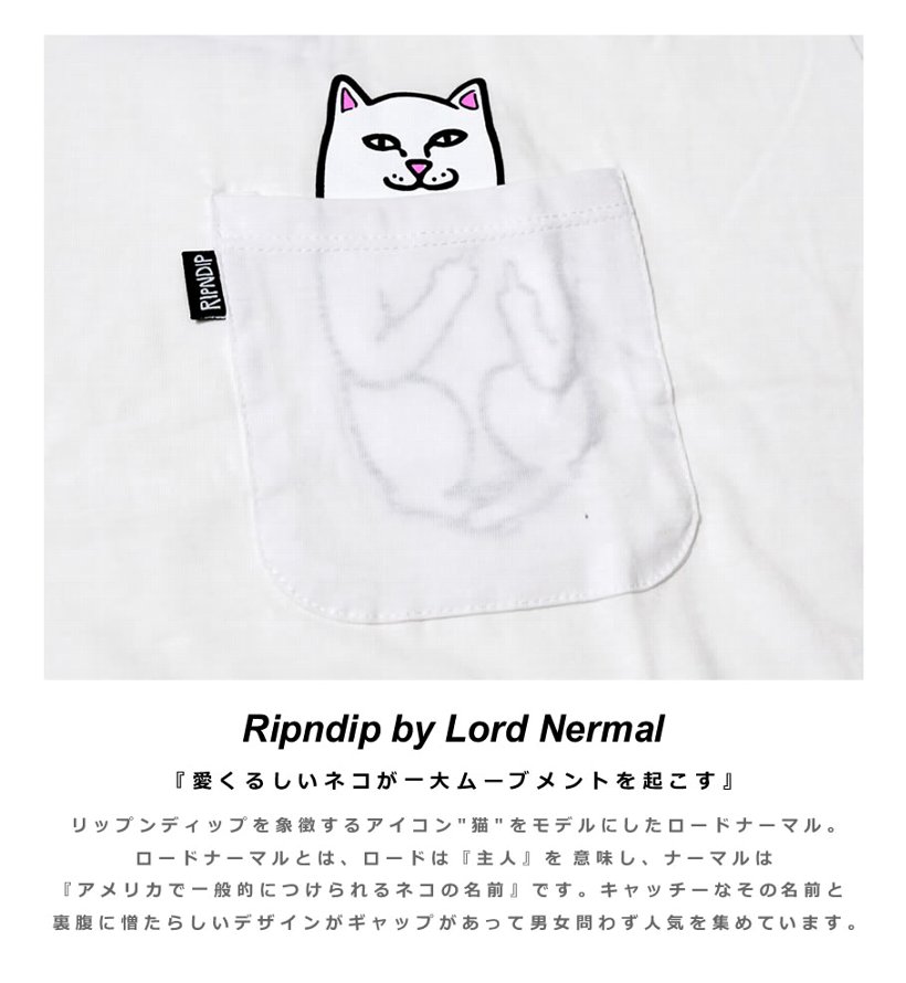 RIPNDIP リップンディップ Tシャツ メンズ 半袖 胸ポケット 猫 キャット スケートボード スケーター ストリート ブランド