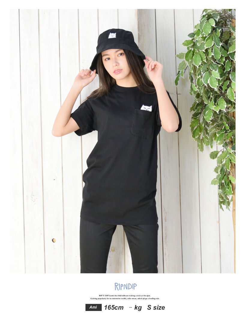 RIPNDIP リップンディップ Tシャツ メンズ 半袖 胸ポケット 猫 キャット スケートボード スケーター ストリート ブランド
