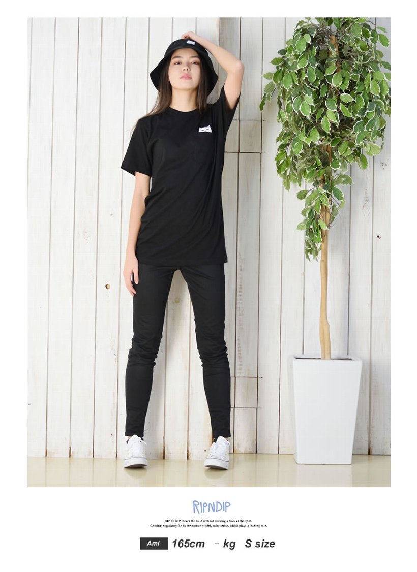 RIPNDIP リップンディップ Tシャツ メンズ 半袖 胸ポケット 猫 キャット スケートボード スケーター ストリート ブランド