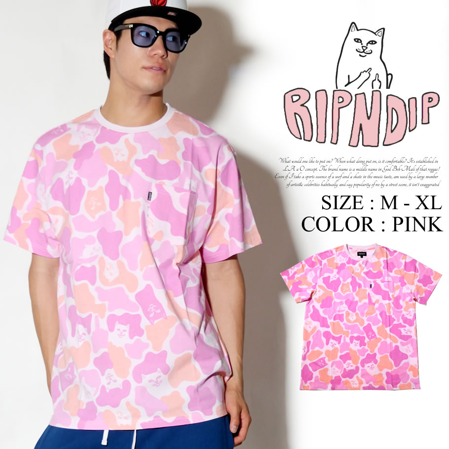 Ripndip リップンディップ 半袖 Tシャツ メンズ 胸ポケット 猫 ネコ 迷彩 カモフラ ストリート系 スケーター ファッション 通販 Rdtt014 Ripndip リップンディップ 半袖 Tシャツ メンズ 胸ポケット 猫 ネコ 迷彩 カモフラ ストリート系 スケーター ファッション 通販 Rdtt014
