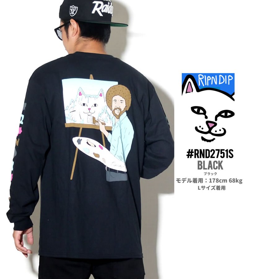 RIPNDIP リップンディップ Tシャツ メンズ 長袖 ロンT 猫 キャット プリント Ross L/S 2018秋冬 新作