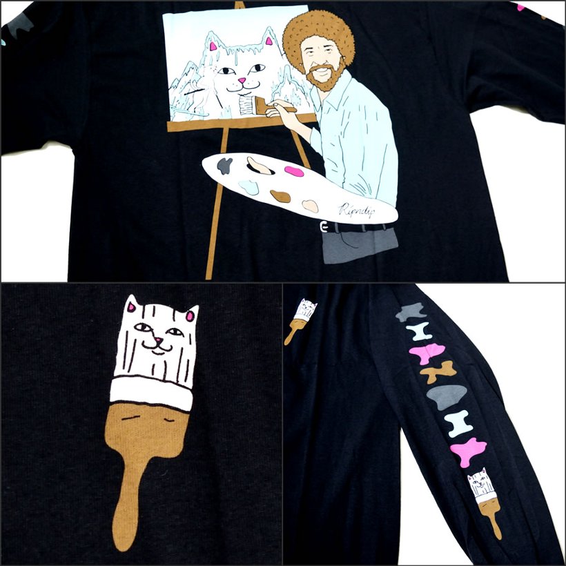 RIPNDIP リップンディップ Tシャツ メンズ 長袖 ロンT 猫 キャット プリント Ross L/S 2018秋冬 新作