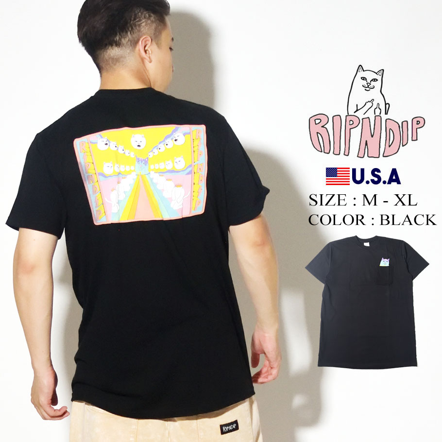 RIPNDIP リップンディップ Tシャツ メンズ レディース ブランド 半袖 胸ポケ RND4353 黒 M L XL
