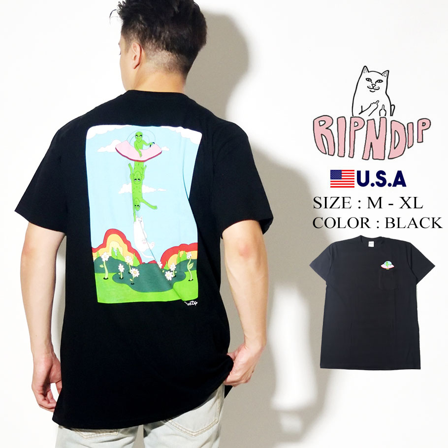 RIPNDIP リップンディップ Tシャツ メンズ レディース ブランド 半袖 胸ポケ RND4341 黒 M L XL